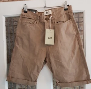 New Look Denim Shorts Mens Size 28R 28" Stretch 5 Pocket Jean Style Taupe *NEW* - Picture 1 of 10