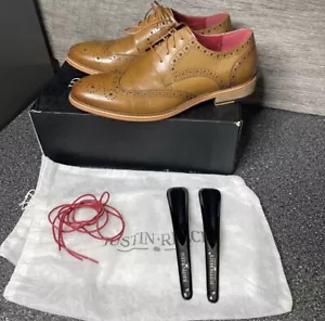 Justin Reece Mens Lace Up Leather Formal Brogue Shoes US Size 11 Euro 44 - Picture 1 of 7