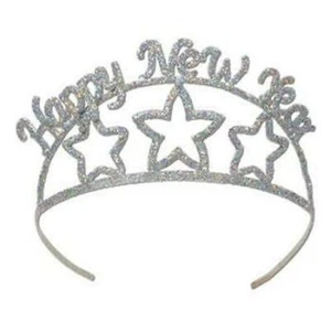 Happy New Year Glittered Metal Tiara New Years Party Favors Props Party Supplies - Picture 1 of 1