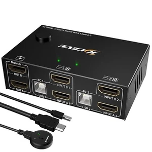Dual Monitor KVM Switch HDMI 2 Port 4K@60Hz, MLEEDA KVM Switch Extended Display - Photo 1/9
