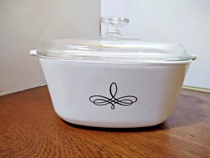 Vintage Rare Pyroceram Corning Casserole Dish BLACK TREFOIL 2 1/2 Qt W/ Lid 1965 - Picture 1 of 10