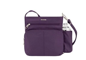 TRAVELON Classic Anti-Theft North South nylon travel crossbody bag -Pruple - Picture 1 of 6