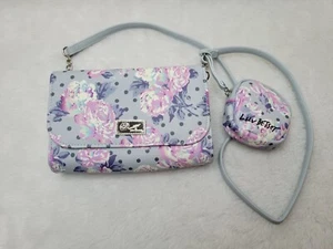 Betsey Johnson Grey Floral Crossbody Purse and change pouch NWOT - Picture 1 of 7