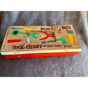 Vintage Kids Tool Chest Box with Plastic Tools Educational Toy Play Set - Picture 1 of 8
