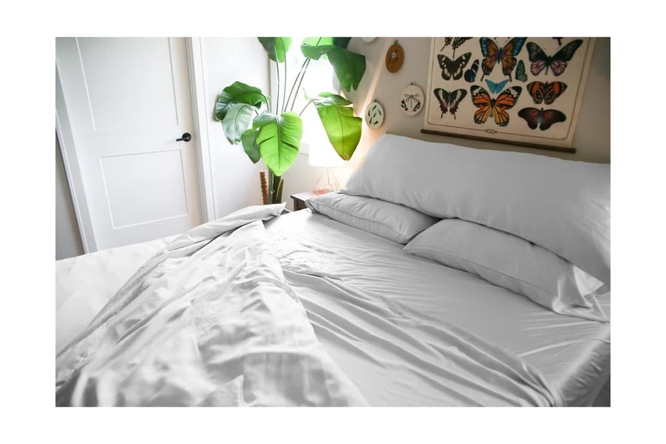 Pillowtex White Queen Sheet Set 4 Piece Copper Ion Infused Rayon Derived fro...