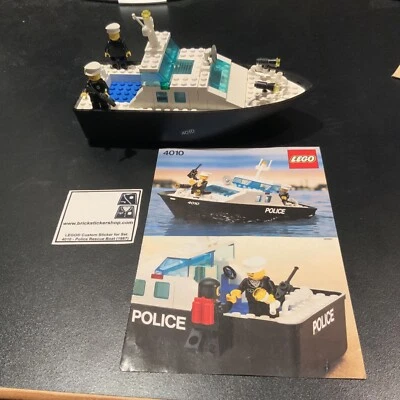 LEGO 4010 Barco de Rescate de Policía 1987 COMPLETO + Manual + Hoja de Pegatinas Nuevas Foto 1 de 4