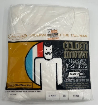 Paquete de 3 camisetas vintage Sears Golden Comfort cuello redondo grandes para hombre 42-44 nuevas de stock Foto 1 de 2