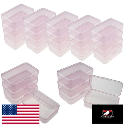 LJY Paquete de 28 Mini Caja de Almacenamiento Rectangular Plástico Transparente Rosa Estuche Organizador Tarros Foto 1 de 4