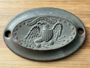 Brass Furniture Drawer Pull Backplate Federal American Eagle - Picture 1 of 9