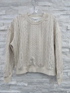 Suéter Rag & Bone Beige Algodón Tejido Estampado Cable Cuello Redondo Sudadera M - Imagen 1 de 5