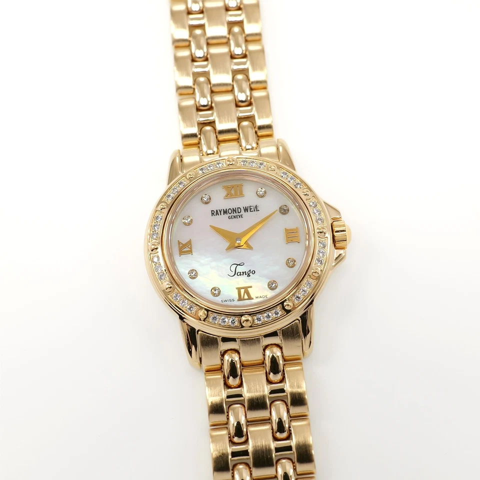 Raymond Weil Tango 5860 Ladies 23mm Mother of Pearl 44 Diamonds 18k Gold Plated - Image 1 of 4