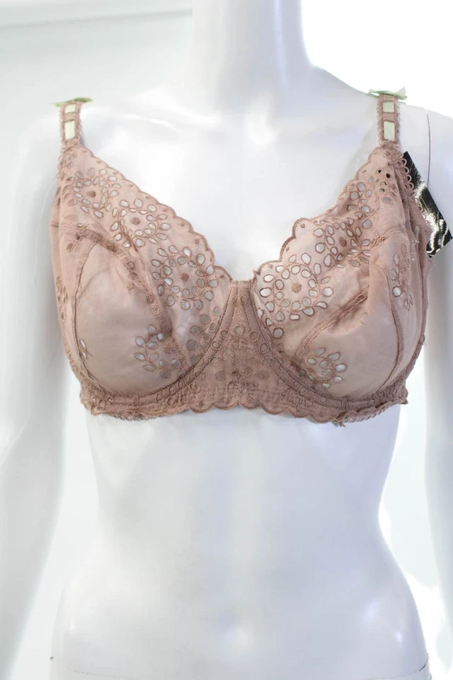 Lencería Huit Mujer Ojales Detalle Encaje Copa Transparente Sujetador con Aros Malva Talla 36E Foto 1 de 4