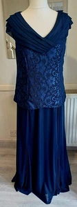 Sheego Size 18 Navy Blue Formal Maxi Cocktail Dress Cruise Wedding - Picture 1 of 7