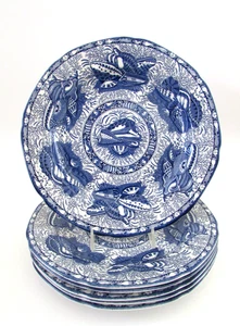 Piatti pane e burro Mottahedeh Torquay blu e bianco conchiglia 7" 6 Inghilterra - Foto 1 di 6