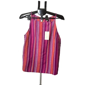 A New Day Striped Linen Camisole Tank Top Purple/Pink/Orange Women's Size L - Picture 1 of 8