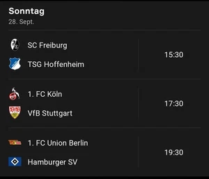 DAZN Zugang Sonntag 28.09.25 Freiburg-Hoffenheim/Köln-Stuttgart/Berlin-Hamburg - Bild 1 von 1