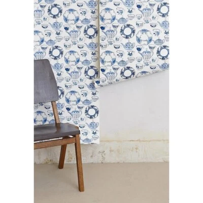 Anthropologie Molly Hatch Delft Dinnerware Wallpaper Single Roll 56 sq ft - Image 1 of 4