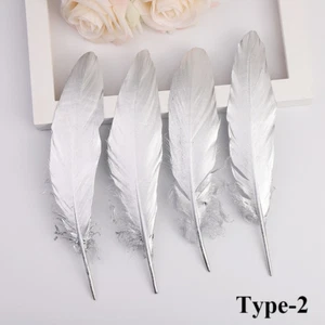 20PCS Color Dyed Goose Feather DIY Craft Costume Hat Decor Gold Fly Plume Decor - Picture 1 of 23