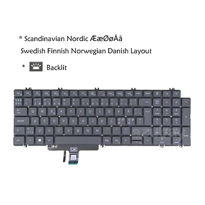 Teclado Nordic SD NW para Dell Precision 3581 7670 7680 7770 7780 0V08FD retroiluminado Foto 1 de 4