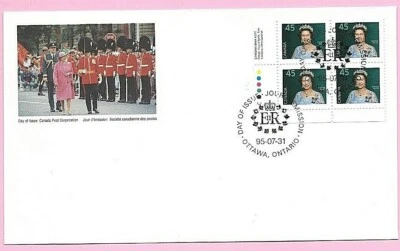 CANADA 1995 FDC - Booklet Pane QUEEN ELIZABETH II - 4 x 45c - Shs OTTAWA - Image 1 of 2