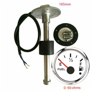 52MM White Fuel Level Gauge with 165MM Sender 0-90ohm for Car Marine UTV Red Led - Picture 1 of 12