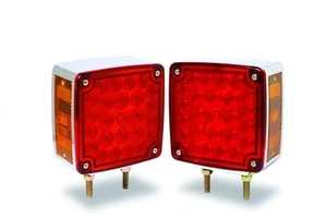 LED 4-5/8″ SQUARE RED/AMBER DOUBLE STUD PEDESTAL LIGHTS - Picture 1 of 2