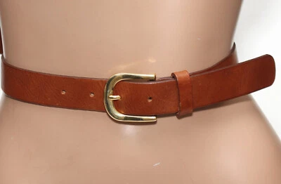 Cinto de couro genuíno marrom H&M - Fivela dourada tamanho M - 41" de comprimento - Feito na Suécia - Imagem 1 de 4