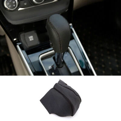 Cubierta de perilla de cambio de marchas de cuero cosido a mano negro para Nissan Sentra 2013-2019 Foto 1 de 4