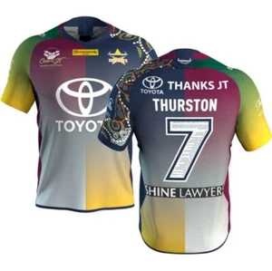 NORTH QUEENSLAND COWBOYS 2018 JOHNATHAN THUSRTON TESTIMONIAL YOUTH KIDS JERSEY - Picture 1 of 1