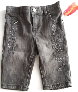 Greendog NWT Toddler Girl 18 Months Gray Denim Shorts With Floral Embroidery - Picture 1 of 5