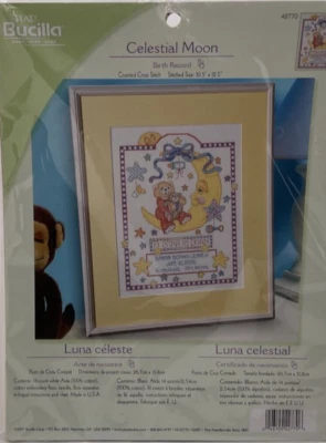 Kit de punto de cruz contado luna celeste registro de nacimiento bebé Bucilla Foto 1 de 4