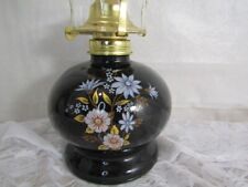 Lamplight Farms Black With Blue And Pink Flowers Oil Lamp