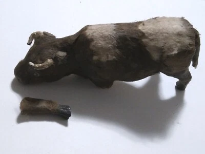 EARLY 18TH C Antique GERMAN PRIMITIVE SPUN COTTON Cow/ Bull Christmas Putz - Image 1 of 4