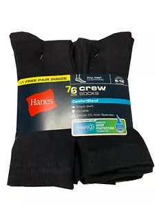 Hanes® Men’s 7-Pairs Black Crew SOCKS FreshIQ®- ComfortBlend® SHOE SIZE 6-12 - Picture 1 of 8