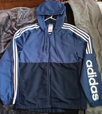 Adidas Essentials Colorblock Windbreaker Men's Sz S Indigo/Ink/White  - Imagem 1 de 4