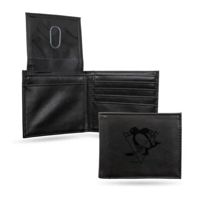 Pittsburgh Penguins NHL Laser Engraved Black Billfold Wallet - Image 1 of 4