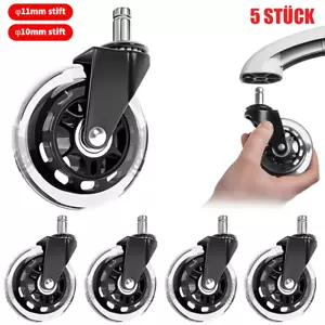 5×Bürostuhl Rollen leise kratzerfrei Universal Hartbodenrollen 10-11mm Stuhlroll - Bild 1 von 16