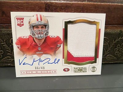 National Treasures Rookie Autograph Jersey 49ers Vance McDonald  06/49  2013 - Image 1 of 4