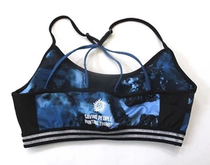 Sujetador deportivo con tiras de lurex de bajo impacto con estampado de mármol sobrenatural talla XL azul - Imagen 1 de 4