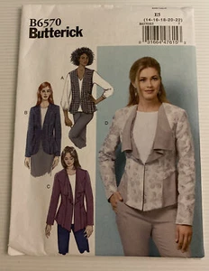 Chaqueta y chaleco Butterick B6570 con patrón de costura tallas: 14-22 - Imagen 1 de 6