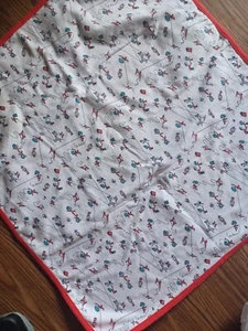 Dr. Seuss Nursery Bumkins Baby Blanket Cotton Knit 26” x 26”VGUC White Red Blue - Picture 1 of 3