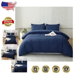 Navy Blue Comforter Set - Twin Size Soft Bedding for Toddler Boys, 3 Pieces - Picture 1 of 9