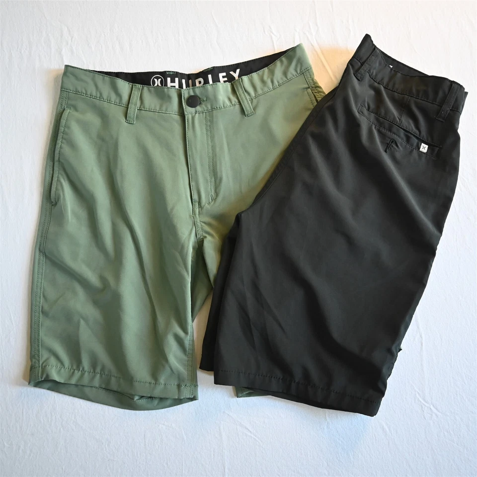 Pantalones Cortos Hurley 30x9" Negro Verde Informales Híbridos Rendimiento Golf Para Hombre Foto 1 de 4