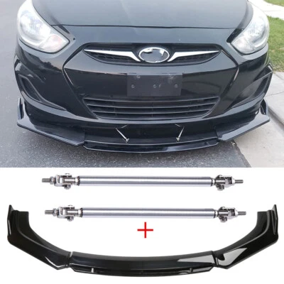 For Hyundai Sonata Elantra Tucson Front Bumper Lip Splitter Spoiler + Strut Rods - Image 1 of 4