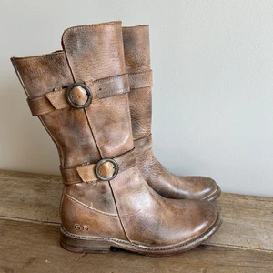 Bed Stu Stiefel Turn Damen 7,5 hellbraun rustikal weiß Leder halbhoch Biker Reiten USA - Bild 1 von 13