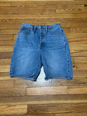 Pantalones Cortos de Denim Madewell Para Mujer Talla 27 Tiro Alto Largo Azul Corte Dobladillo Crudo Foto 1 de 4