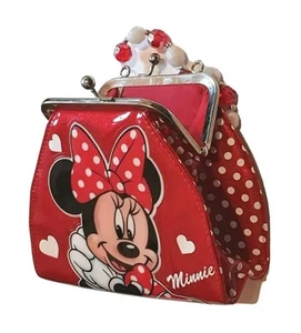 Minnie Mouse Disney Parks Souvenir Red Vinyl Polka Dot Sparkly Girls' Handbag - Picture 1 of 9