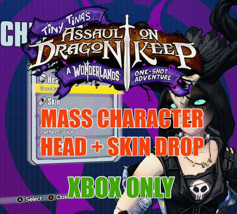 Tiny Tinas One Shot Adventure All Character Heads + Skins Drop XBOX ONE + X/S - Image 1 of 1