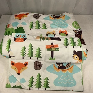 PILLOWFORT Lake Camp Comforter Set Trees Animals 2 Piece Twin Set Pillowcase - Picture 1 of 6
