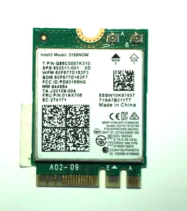 Intel Dual band 3168NGW Wireless WiFi WLAN Card MINI PCI-E 802.11a/b/g/n 433Mbps - Afbeelding 1 van 1